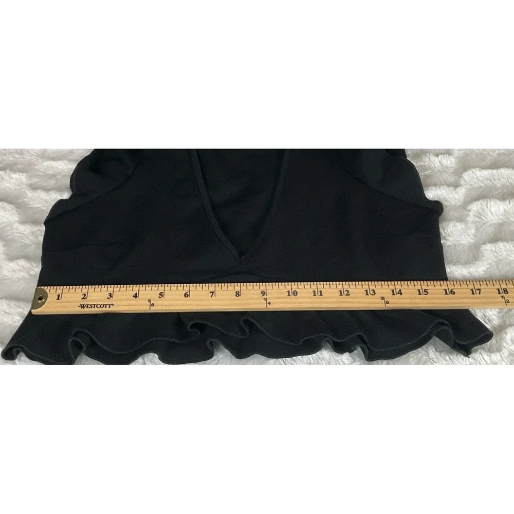 Free People Intimately Free Size L Black Ruffle V Neck Crop Top